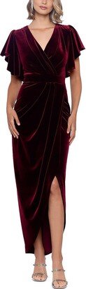 B & A by Betsy and Adam Womens Velvet Maxi Evening Dress