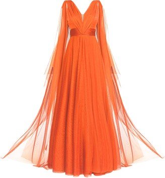 Angelika Jozefczyk Tulle Evening Gown Hot Orange