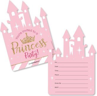 Big Dot of Happiness Little Princess Crown - Shaped Fill-in Invitations - Baby Shower or Birthday Party Invitation Cards with Envelopes - Set of 12