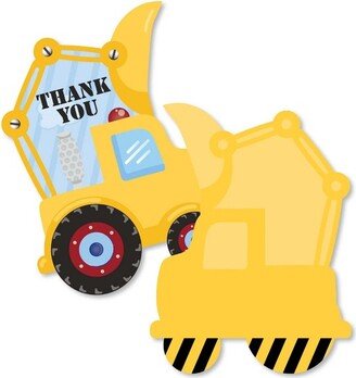 Big Dot of Happiness Construction Truck - Shaped Thank You Cards - Baby Shower or Birthday Party Thank You Note Cards with Envelopes - Set of 12