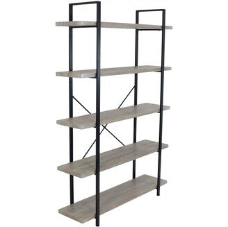 Sunnydaze Decor Sunnydaze Industrial Style 5-Tier Bookshelf with Wood Veneer Shelves