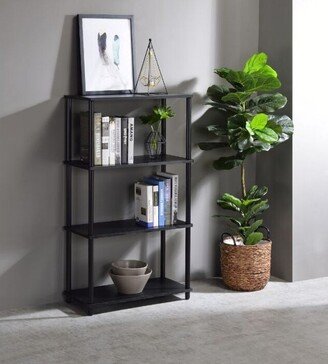 GEROJO Nypho Bookshelf with 4 Tier Shelf, Weathered Oak & Black Finish