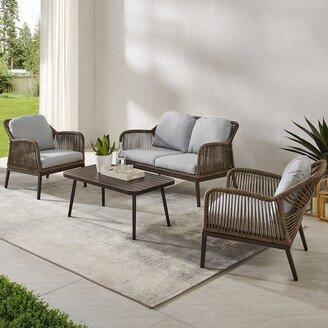 Crosley Furniture Haven 4-piece Outdoor Wicker Conversation Set - 85D x 143W x 29.75H