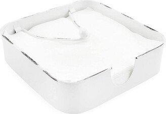 Auldhome Design-Enamelware Weighted Napkin Holder White, Rustic Farmhouse Style