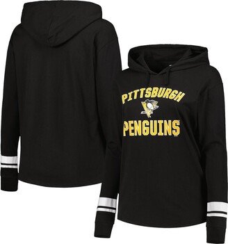 Women's Black Pittsburgh Penguins Colorblock Plus Size Pullover Hoodie Jacket