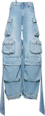 Mid rise wide denim cargo jeans