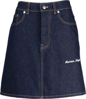 Logo-Embroidered Denim Skirt