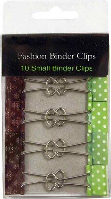 JAM Paper & Envelope JAM Paper 10pk 19mm Binder Clips - Small Paper Clamp; Green and White Polka Dots & Dark Brown Damask Binderclips