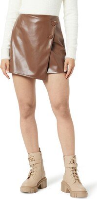 Women's Portia Vegan Leather Mini Wrap Skirt