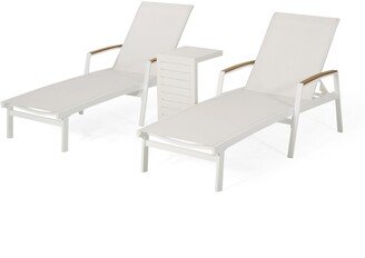 Oxton Outdoor Aluminum Chaise Lounge Set with C-Shaped End Table
