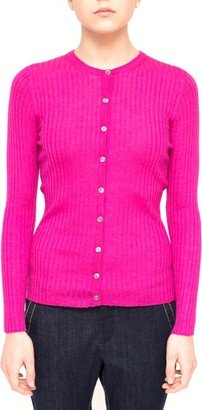 LA Rose cardigan ribs cashmere fuxia