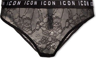 Logo Waistband Lace Briefs