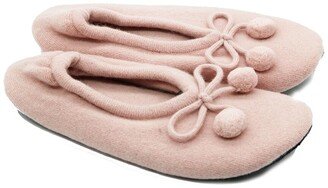 Ladies Ballerina Slippers With Bow And Poms
