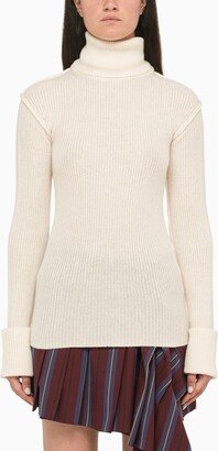 White turtleneck sweater-AB