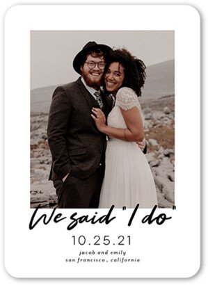 Wedding Announcements: Said I Do Wedding Announcement, White, 5X7, Matte, Signature Smooth Cardstock, Rounded