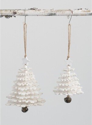 Sullivans Set of 2 Snowflake Trees Wood Ornament 6H & 4.5H White