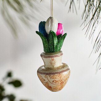 Tulip Bouquet in Vase Glass Ornament