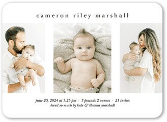 Birth Announcements: Essential Introduction Birth Announcement, White, 5X7, Matte, Signature Smooth Cardstock, Rounded