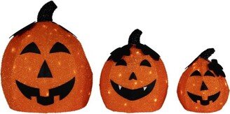 Northlight Set of 3 Spooky Town LED Lighted Jack O' Lantern Outdoor Halloween Decorations