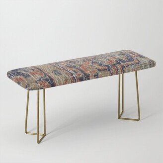 Vintage Woven Navy Blue and Tan Kilim Benches