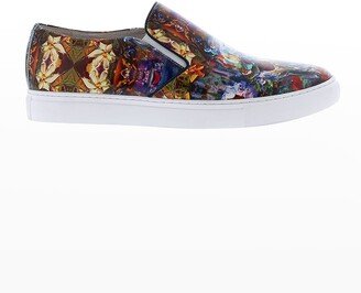 Men's Morcilla Mix Graphic-Print Low-Top Sneakers