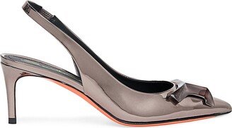 65MM Metallic Leather Slingbacks