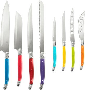 Laguiole Kitchen Knife with Wood Block, Set of 8
