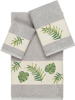 Zoe 3-Piece Embellished Towel Set - Light Grey