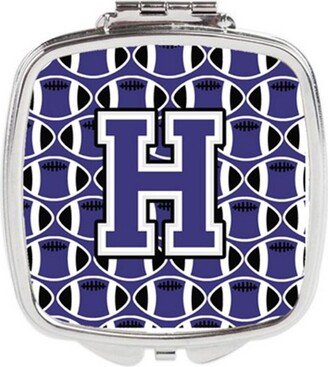 CJ1068-HSCM Letter H Football Purple & White Compact Mirror