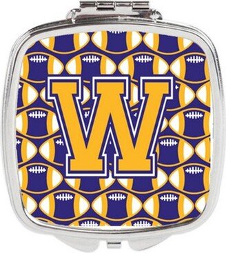 CJ1064-WSCM Letter W Football Purple & Gold Compact Mirror