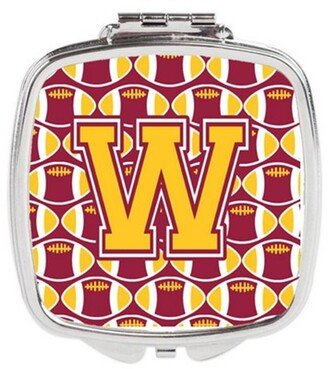 CJ1081-WSCM Letter W Football Maroon & Gold Compact Mirror