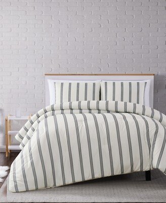 Millennial Stripe King Comforter Set - Ivory/black