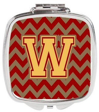 CJ1048-WSCM Letter W Chevron Garnet & Gold Compact Mirror