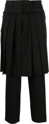 Pleated-Skirt Tailored Trousers