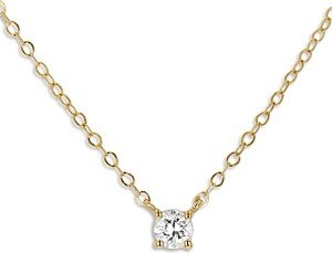 Moon & Meadow 14K Yellow Gold Prong-Set Diamond Pendant Necklace, 18