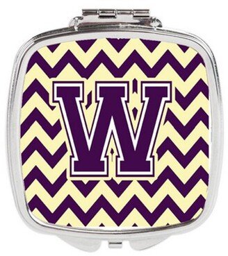 CJ1058-WSCM Letter W Chevron Purple & Gold Compact Mirror