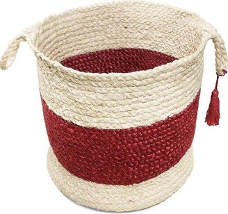 Striped Jute Storage Basket-AA