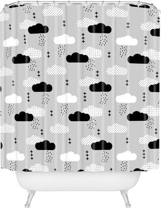 Little Arrow Design Co Modern Clouds Shower Curtain Gray