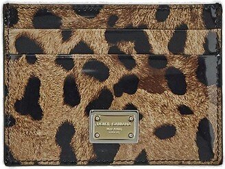 Leopard-Printed Logo Plaque Cardholder