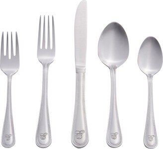 Riverridge Beaded 46 Piece Monogrammed Flatware Set - E, Service for 8