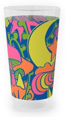 Outdoor Pint Glasses: Psychedelic Daydream - Blue And Neon Outdoor Pint Glass, Multicolor