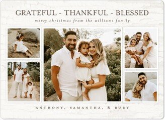 Magnets: Grateful Thankful Blessed Family Magnet, 4X5.5, White