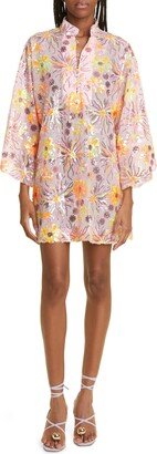 Sequin Floral Embroidered Cover-Up Caftan