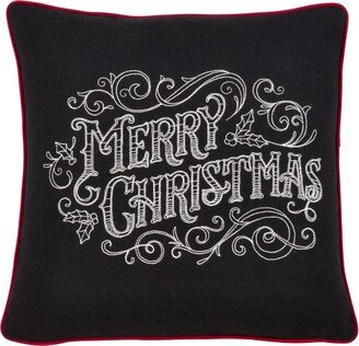 Saro Lifestyle Throw Pillow Cover With Merry Christmas Chalkboard Design, 16, Black