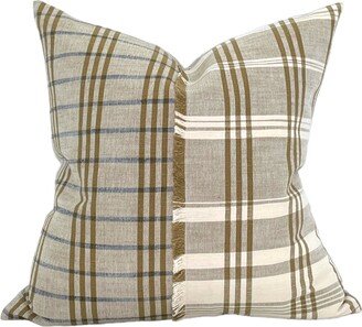 Designer Masaru in Golden Pillow // Olive Green Plaid Throw Plaid Pillow High End Pillow Traditional