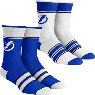 Men's and Women's Rock 'Em Socks Tampa Bay Lightning Multi-Stripe 2-Pack Team Crew Sock Set - Blue, White