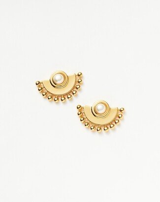 Zenyu Fan Gemstone Stud Earrings