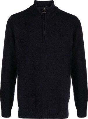 Funnel-Neck Zip-Up Wool Jumper