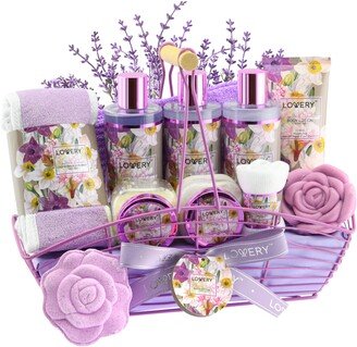 Lovery Vanilla Lavender Bath and Body Gift Basket, 13 Piece