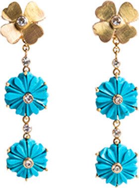 Surya and the Moon Turquoise Flower Earrings